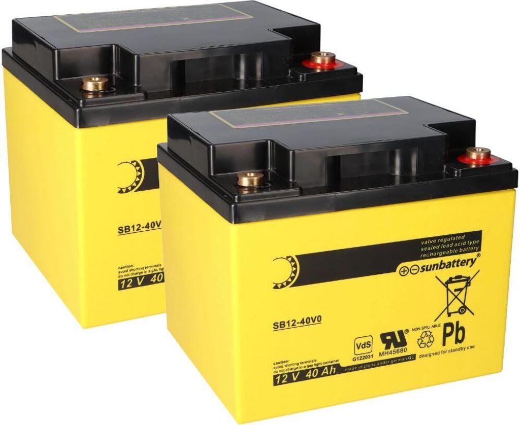 Ersatzakku passend für Brandmeldezentrale Bosch FPP-5000 2 x AGM Batterie 12V 40Ah mit VdS