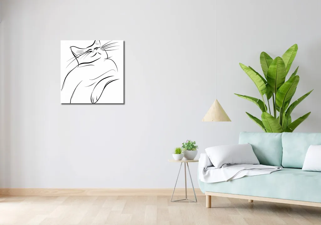 Quadro Divertente Gatto 60x60 - Schizzo Felice per Casa e Ufficio - 2