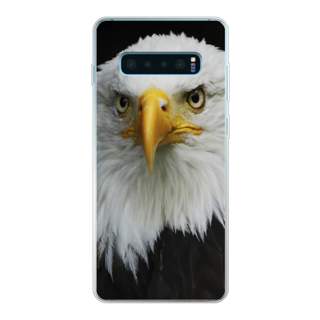 MuchoWow Handyhülle Schutzhülle Hülle für Samsung Galaxy S10 Lite Adler - Schwarz - Weiß Silikon Softcase Handy Hülle - Schutz