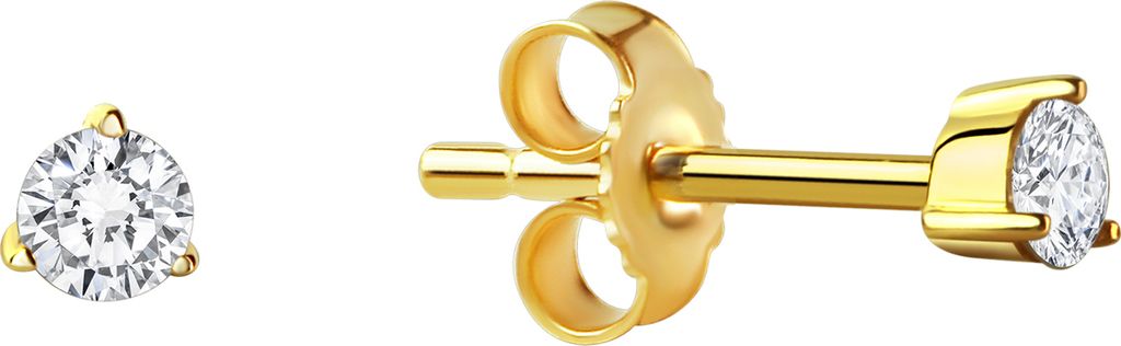 V Ohrstecker 333/- Gold 0,3cm gelb Zirkonia weiß 371320904