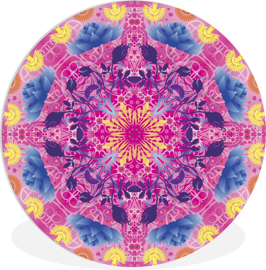 MuchoWow Rundes Wandbild - Runde Bilder Mandala bunt Ø 90 cm Kreis Wanddekoration Kunststoff - Wandkreis - Wandschmuck - Wand-Kreis - Wohnzimmer...