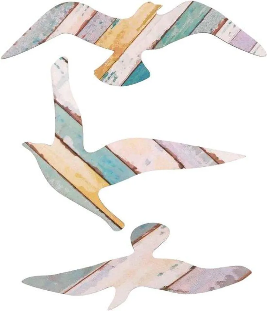 Déco murale oiseaux bois flotté vintage avec effet vieilli fait main