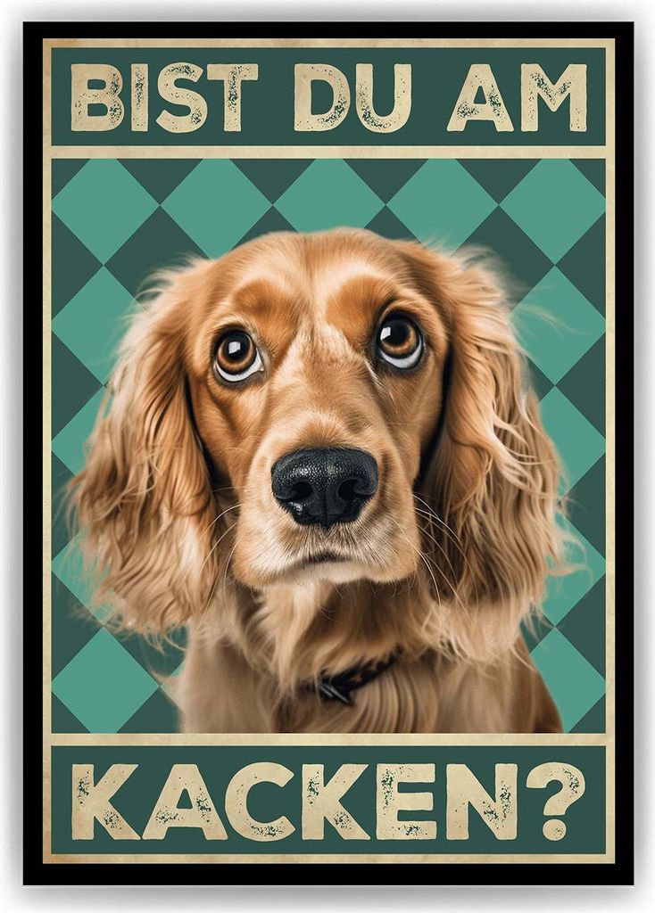 Cocker Spaniel - Bist du am Kacken? Hunde Poster Badezimmer Gästebad Wandbild Klo Toilette Dekoration Lustiges Gäste-WC Bild DIN A4 – DIN A4 (2...