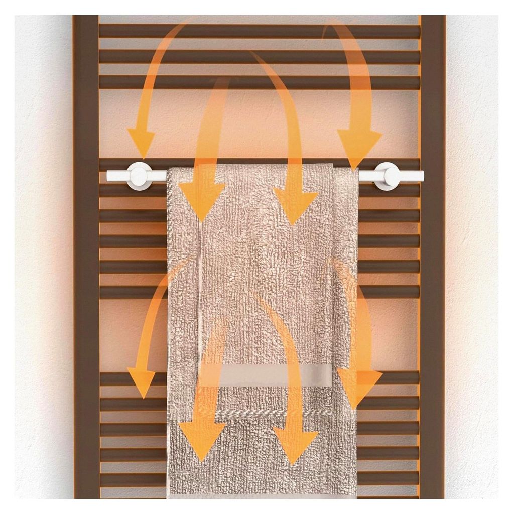 Handtuchhalter für Heizkörper, 460 mm Handtuchstange, einfache Montage auf Badheizkörpern, stabiler Handtuchhalter in Weiß