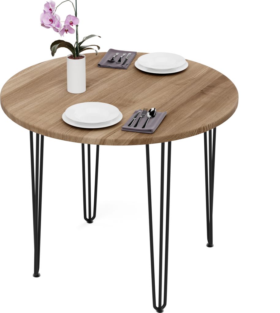 LAMO Manufaktur Esstisch rund 90 cm | Wohnzimmertisch Holz, Runder Tisch | Holztisch für Küche, Esszimmer| Stärke: 28mm, Farbe: Nussbaum, Beine:...