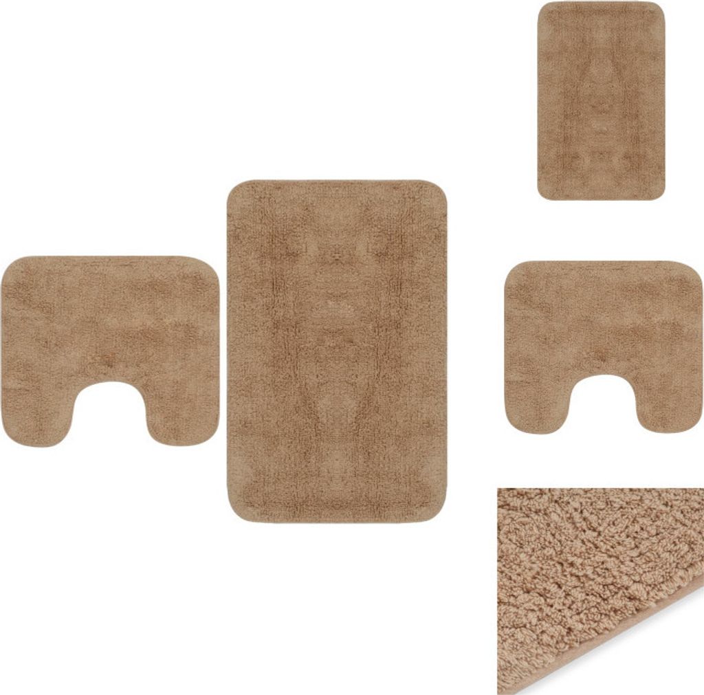 vidaXL Badematten-Set 2-tlg. Stoff Beige - Badematten & Badteppiche