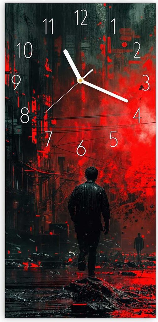 Wanduhr aus Glas mit Motiv Verlassene Strasse- 30 x 60 cm - inkl. Aufhängesystem