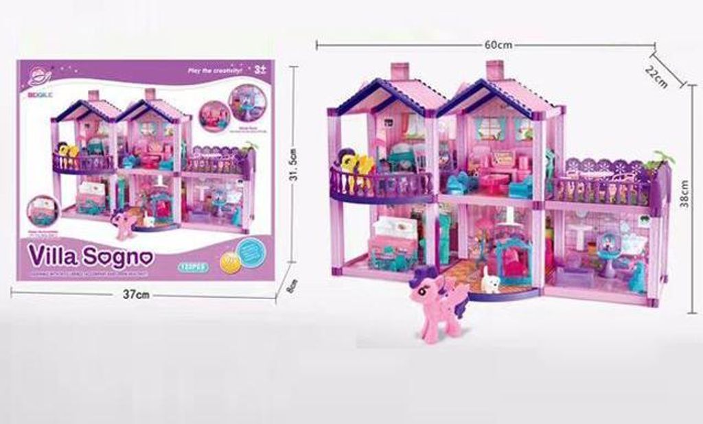 Domek dla lalek i kucyków duża villa z konikami Zdjęcie produktu 