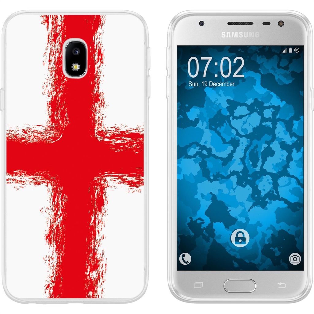 PhoneNatic Case kompatibel mit Samsung Galaxy J3 2017 Silikon-Hülle WM England M4