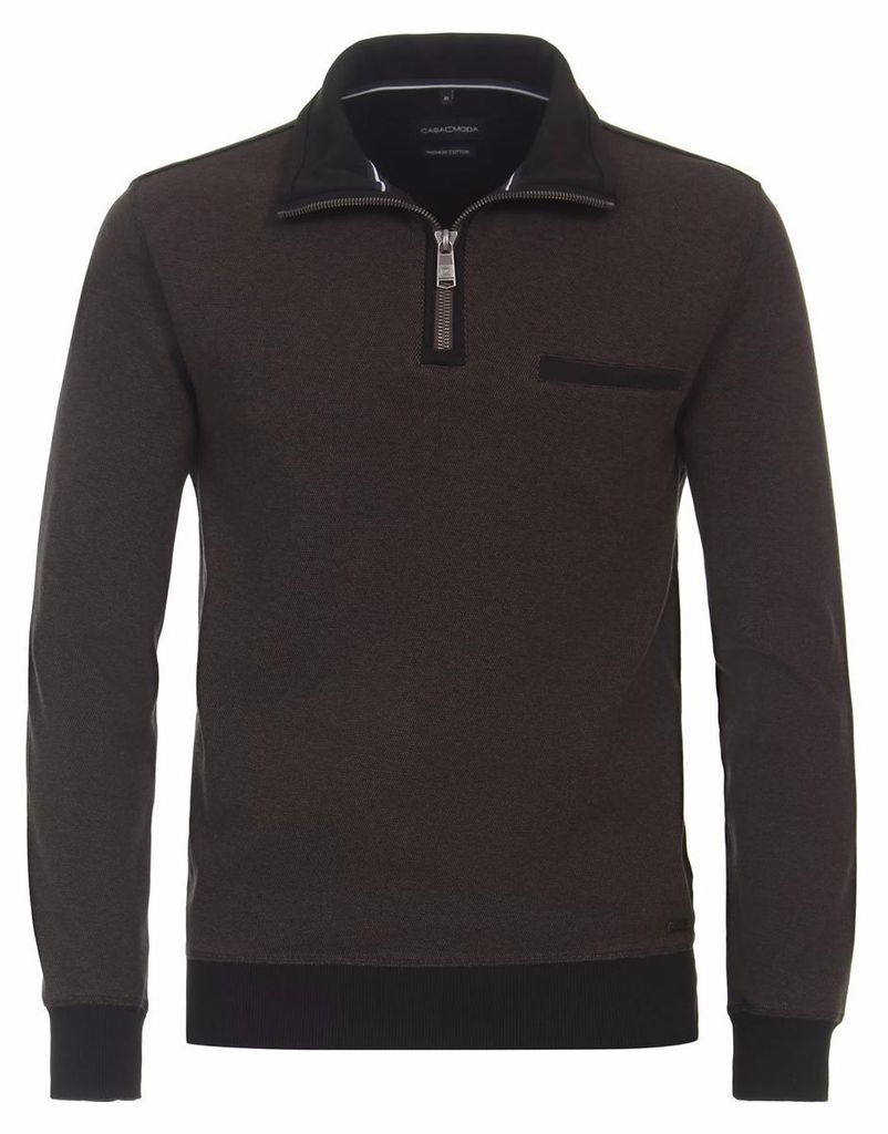CASAMODA Herren Sweat-Troyer Zipper Regular Baumwolle Braun Produktbild 
