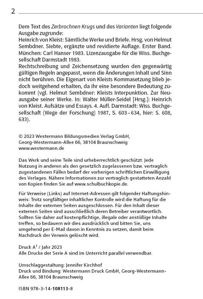 Der zerbrochne Krug (inkl. Variant) - Neubearbeitung Image du produit 