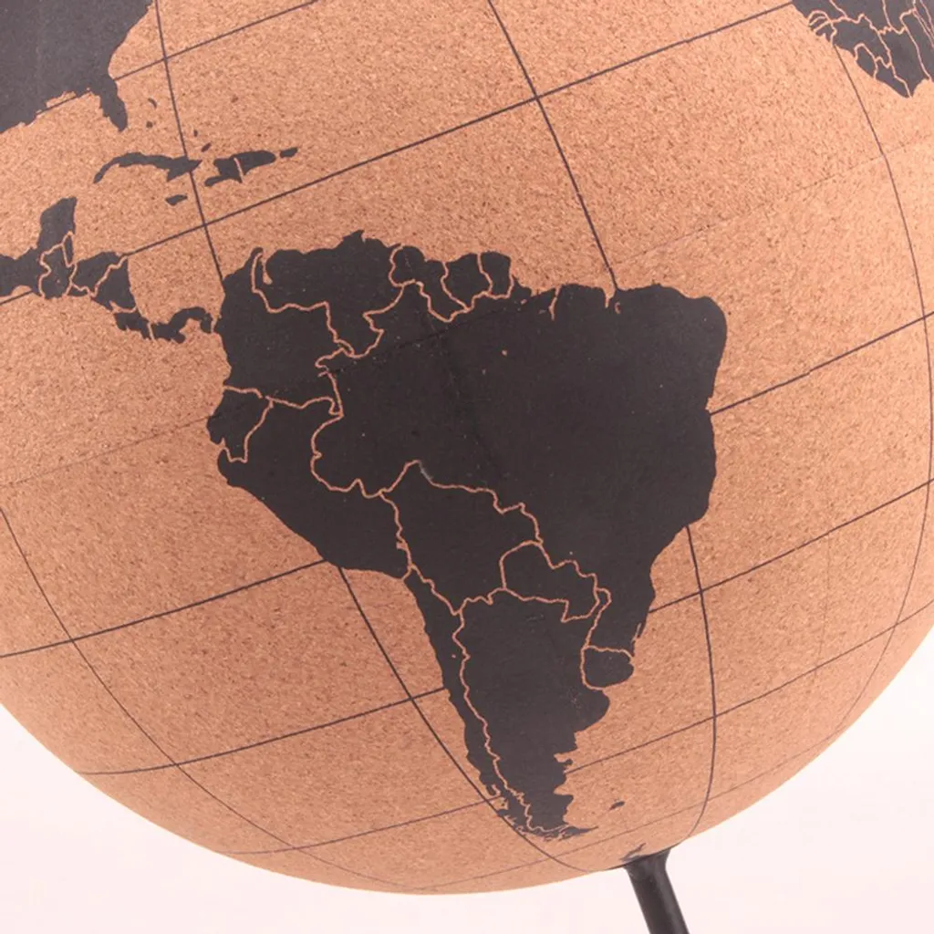 Globe Terrestre Pivotant en Liège Naturel - Planisphère Design 25cm - 2