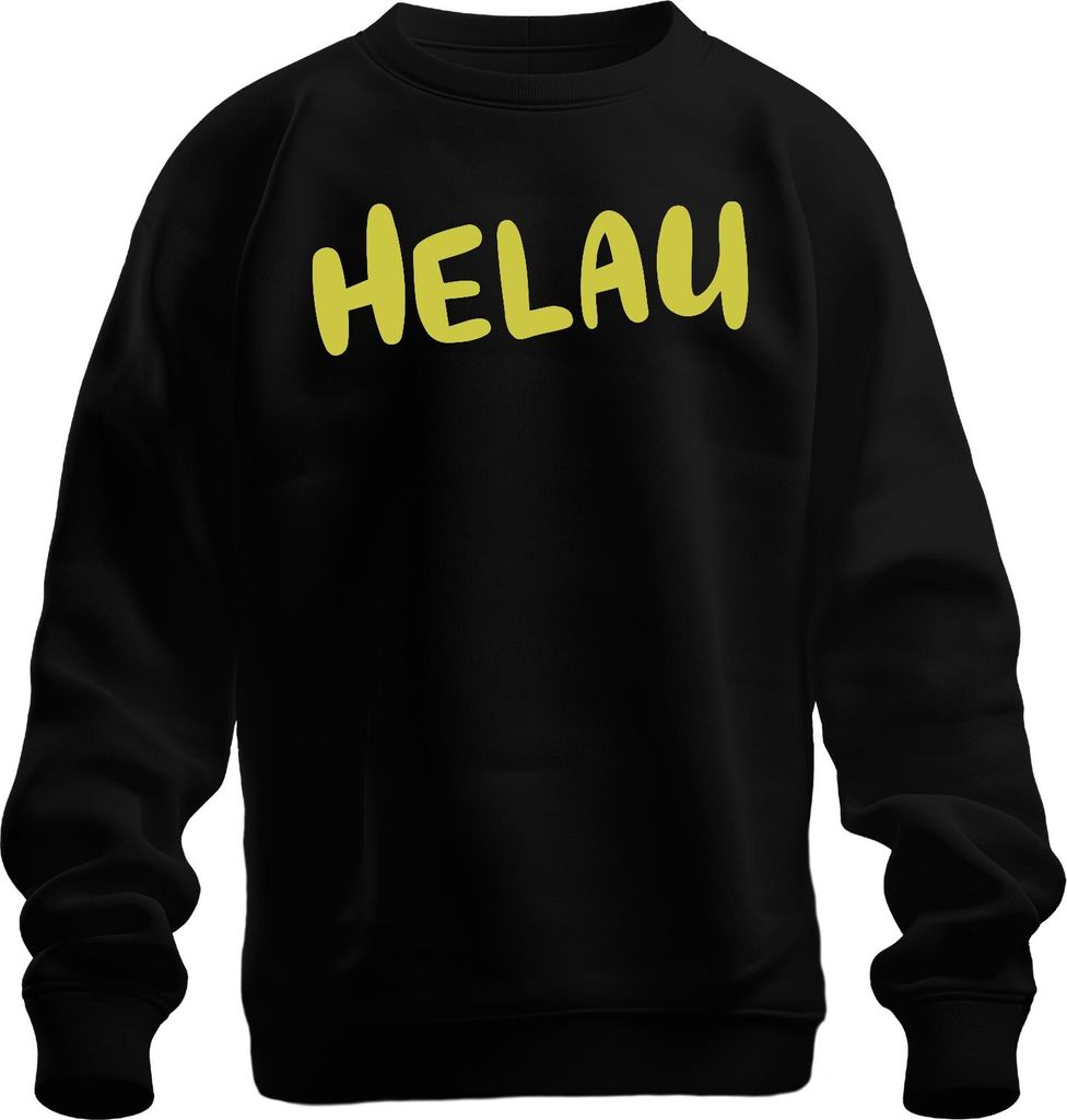 Helau Karneval Fasching Fastnacht Narren Karnevalsparty Gelb Uni Sweatshirt Pullover, Schwarz, L