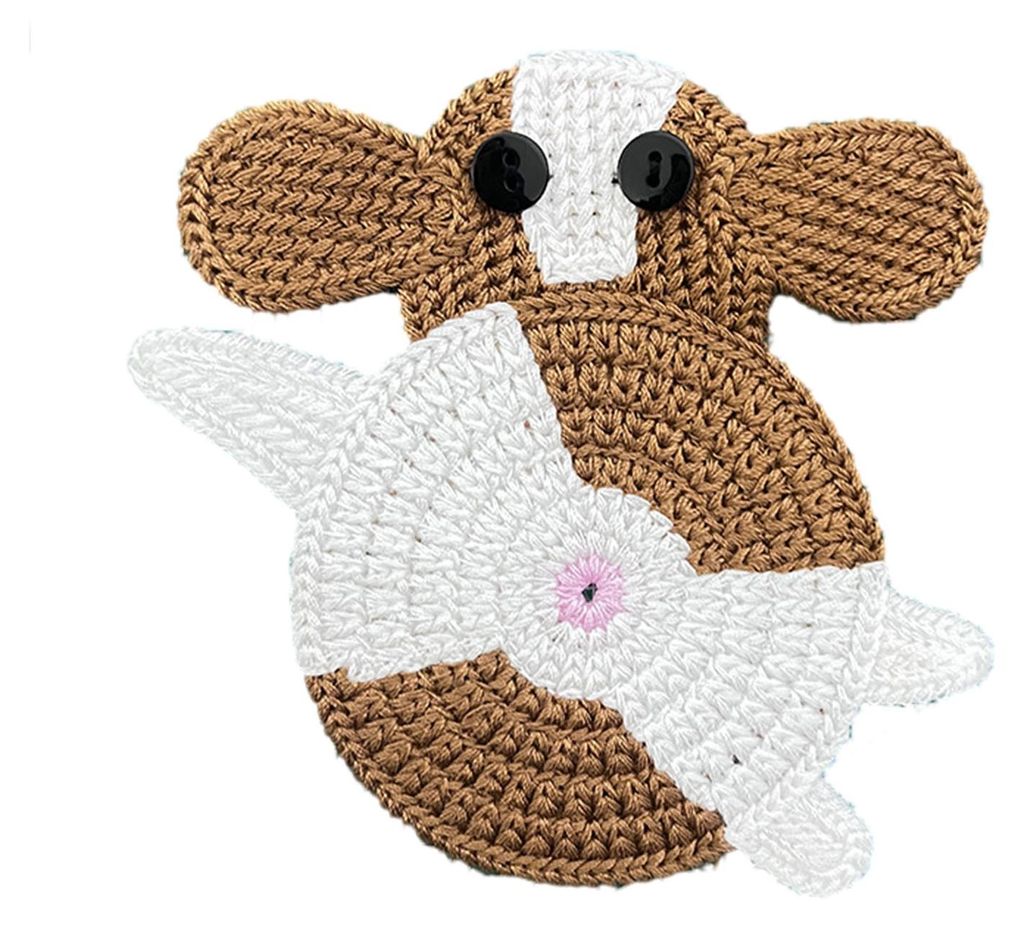 Gehäkelter Untersetzer in Tierform, hitzebeständig, hitzebeständig, handgestrickt, Schaf-, Esel- und Hühnermotiv, ideal für Küche, Esstisch u...