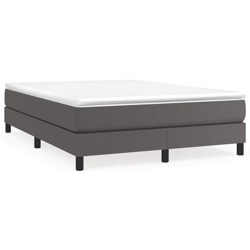 vidaXL Boxspringbett mit Matratze Grau 140x200 cm Kunstleder