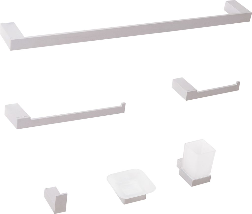 BELIANI Badezimmer-Halter-Set Silber Aluminium 6-Teilig Modern Badaccessoires Hardware-Set WC-Garnitur WC-Accessoires-Set Badausstattung Badzubehör