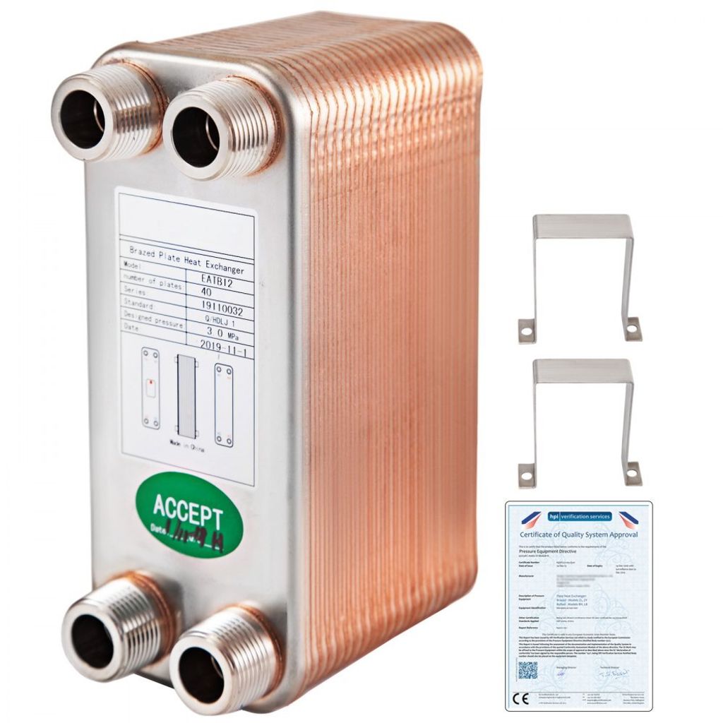 EssenB12 - Edelstahl 316L Plattenwärmetauscher 40 Platten - Heizungs-Wärmetauscher