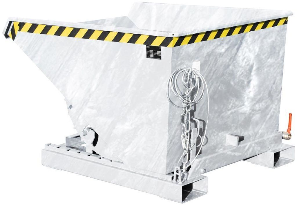 Späne-Selbstkippbehälter mit Abrollsystem, Volumen 0,60 cbm, LxBxH 1260x1070x835 mm, feuerverzinkt