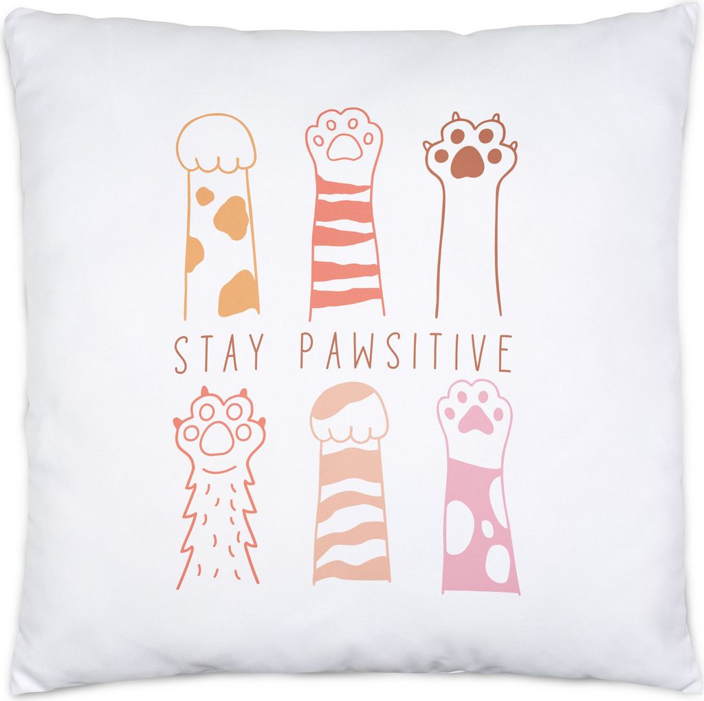 Stay Pawsitive Kissen Inkl Füllung Katzenliebhaber Geschenkidee Katzenmama Positiv Bleiben