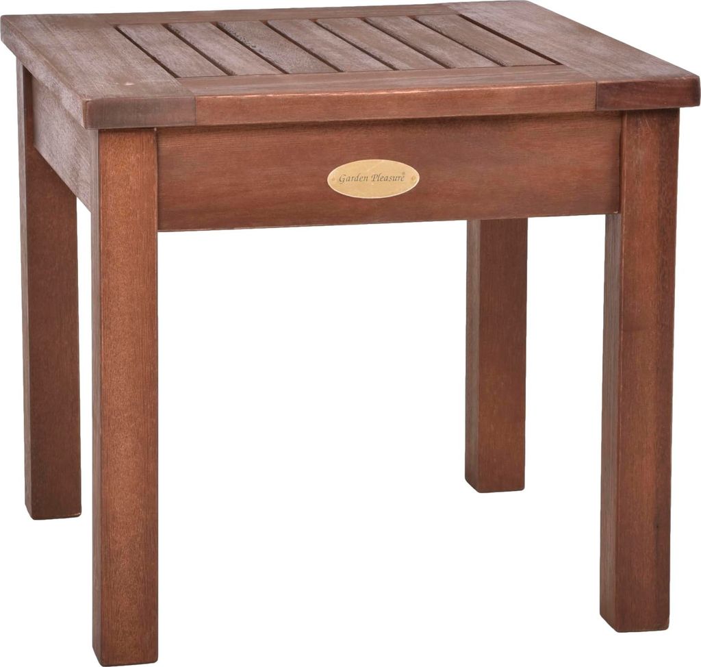 Gartentisch ANNIKA - Eukalyptus, Dunkelbraun, 40x40x35cm | Garten Beistelltisch Wetterfest Outdoor Tisch