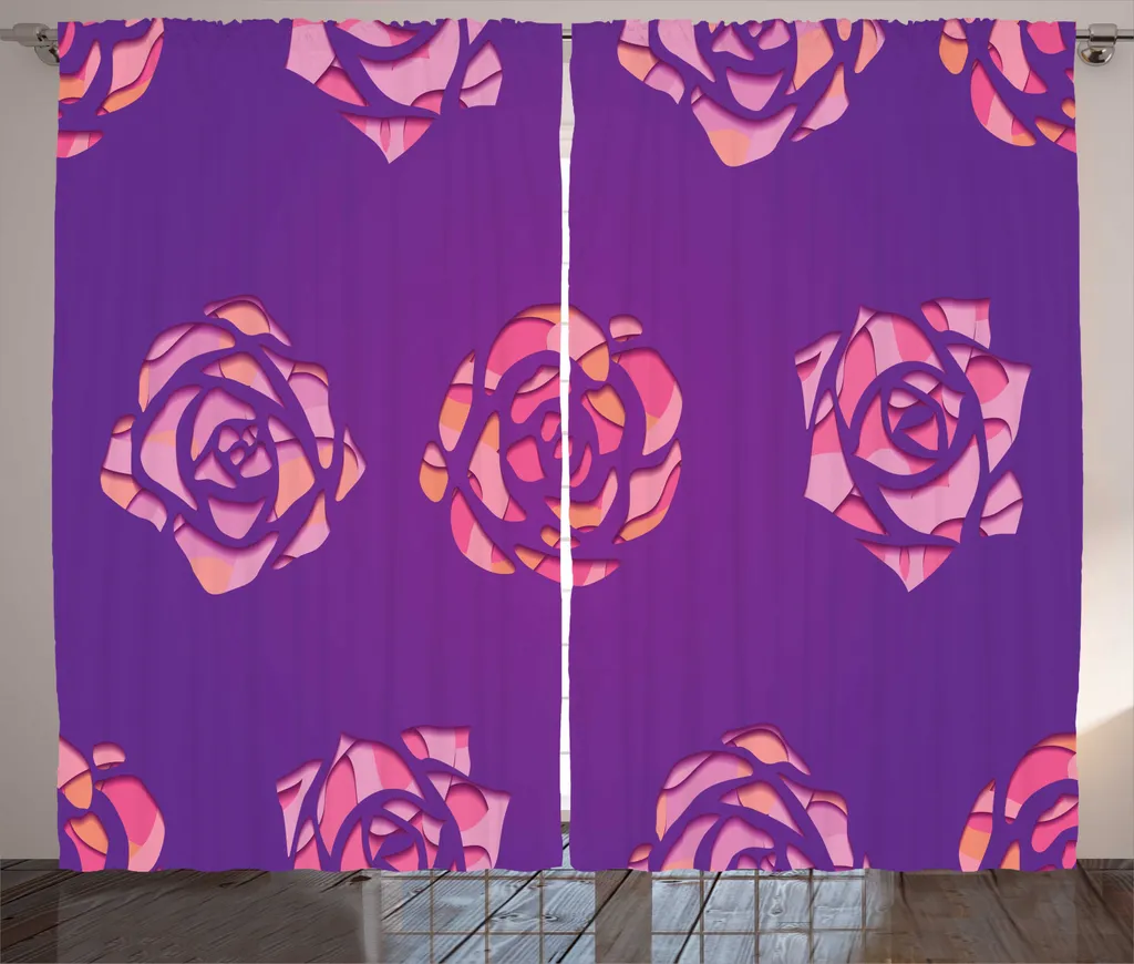 Rideaux de Salon Floraux Multicolores Style Rustique Chic 280 x 225 cm