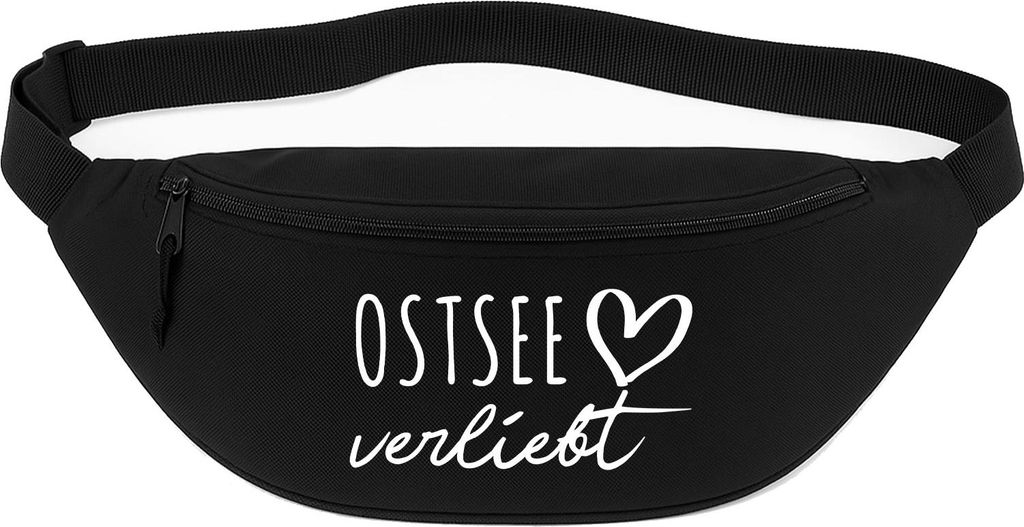 Huuraa Bauchtasche Ostsee verliebt 2,5 Liter Black Polyester Crossbody Bag Geschenkidee