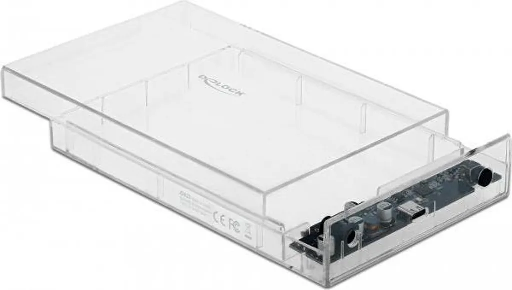 DELOCK DeLOCK Custodia esterna per HDD SATA da 3,5″ con USB Type-C femmina trasparente - senza attrezzi