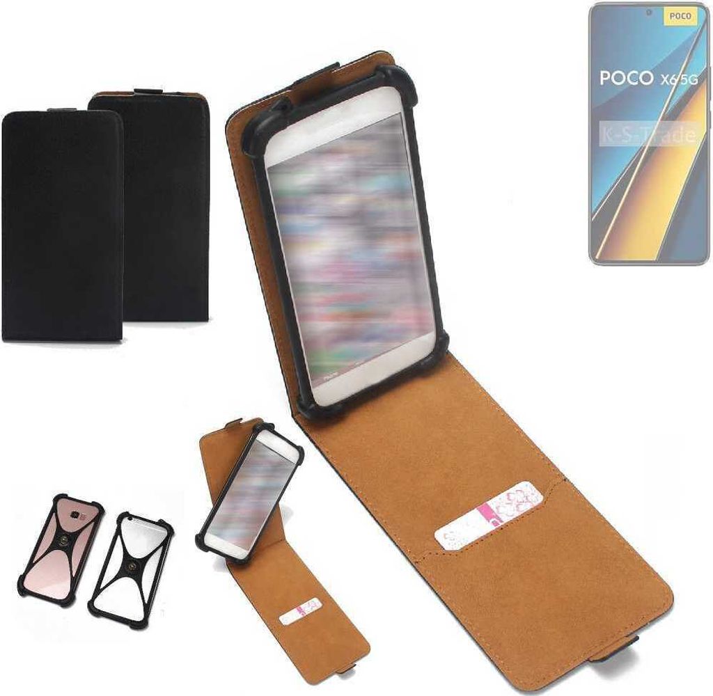K-S-Trade Handyhülle Schutzhülle kompatibel mit POCO X6 Hülle Case Cover Flip Style Bumper schwarz 1x