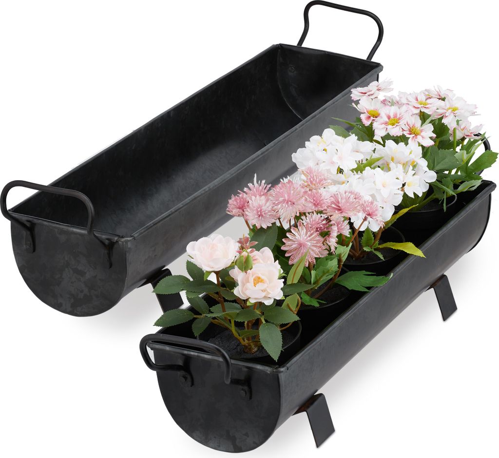 Relaxdays Blumenkasten Dachrinne, 2er Set, Garten & innen, Produktbild 