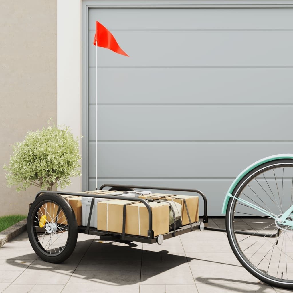 vidaXL Přívěs na kolo černý 135x70x37 cm železo Obrázek produktu 
