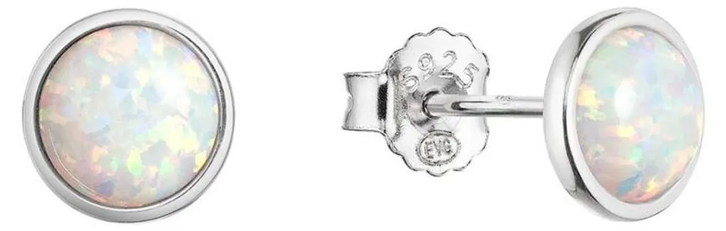 Boucles d'oreilles argent 925 et opale blanche irisée éclatante 11464
