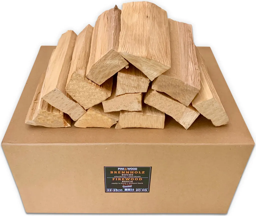 Bois de Hêtre Sec sans Fumée 25 cm Bûches Propres 20 Kg pour Cheminée