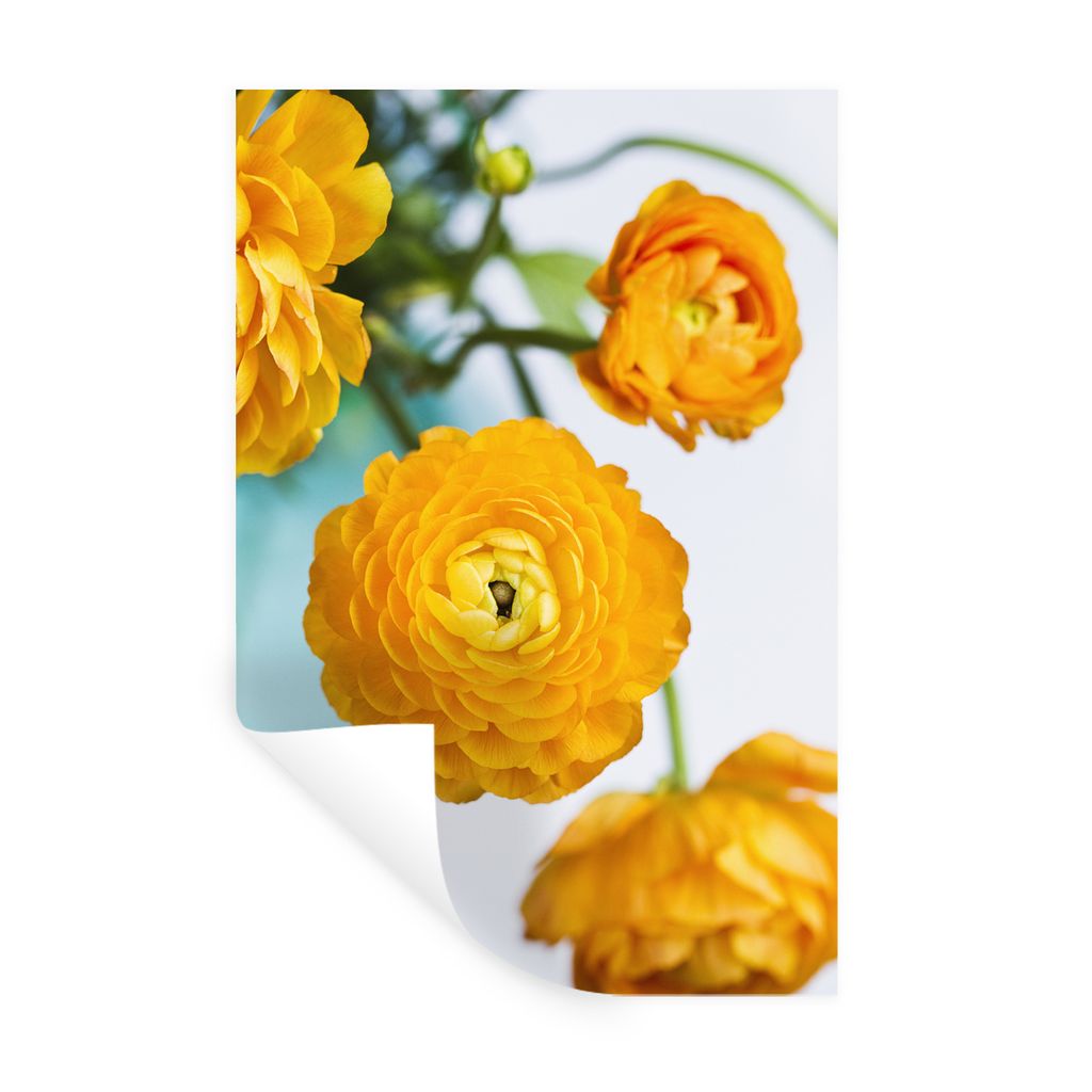 MuchoWow Wandtattoo Wandsticker Wandaufkleber Blumen - Draußen - Orange 80x120 cm Selbstklebend und Repositionierbar - Repositionierbar - Wasser...