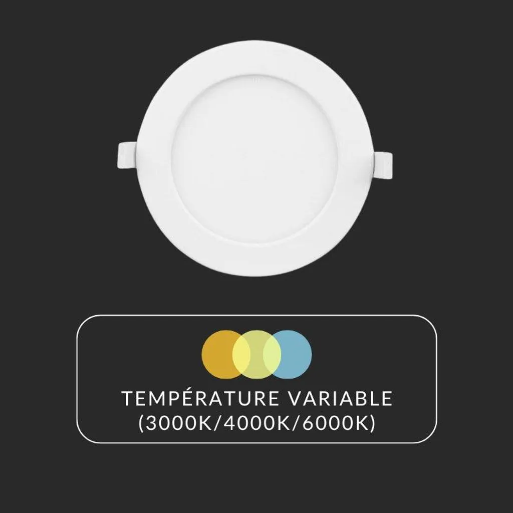 Plafonnier LED Encastrable Extra Plat 24W Ø240mm Variable et Dimmable - 4