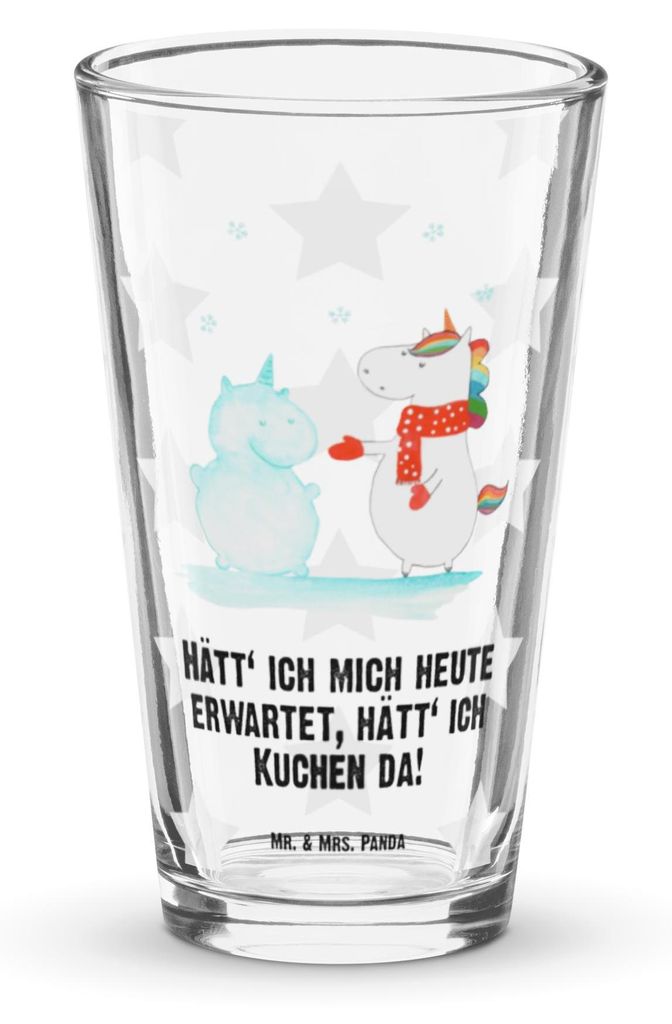 Mr. & Mrs. Panda Tumbler Einhorn Schneemann - Transparent - Geschenk, Pint Glas, Handschuhe, Unicorn, Winter, Trinkglas, kalt, Cocktailglas, Schnee...