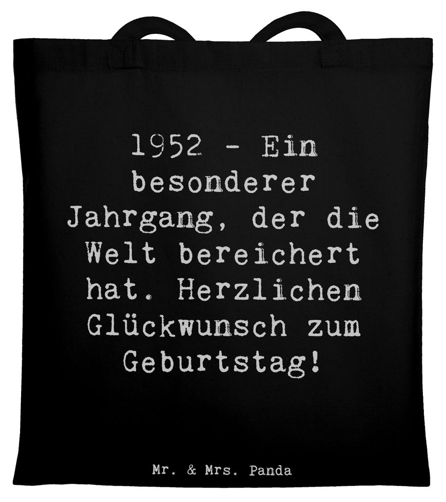 Mr. & Mrs. Panda Tote Bag Spruch 1952 Geburtstag - Schwarz - Geschenk, Schultasche, kulturelle Meilensteine, Büchertasche, Happy Birthday, Tasche,...