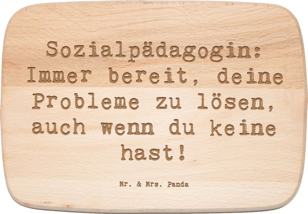 Mr. & Mrs. Panda Küchenbrett Spruch Sozialpädagogin Helferherz - Transparent - Geschenk, Berufe, kreative Geschenke, Frühstücksbrett, Frühstü...