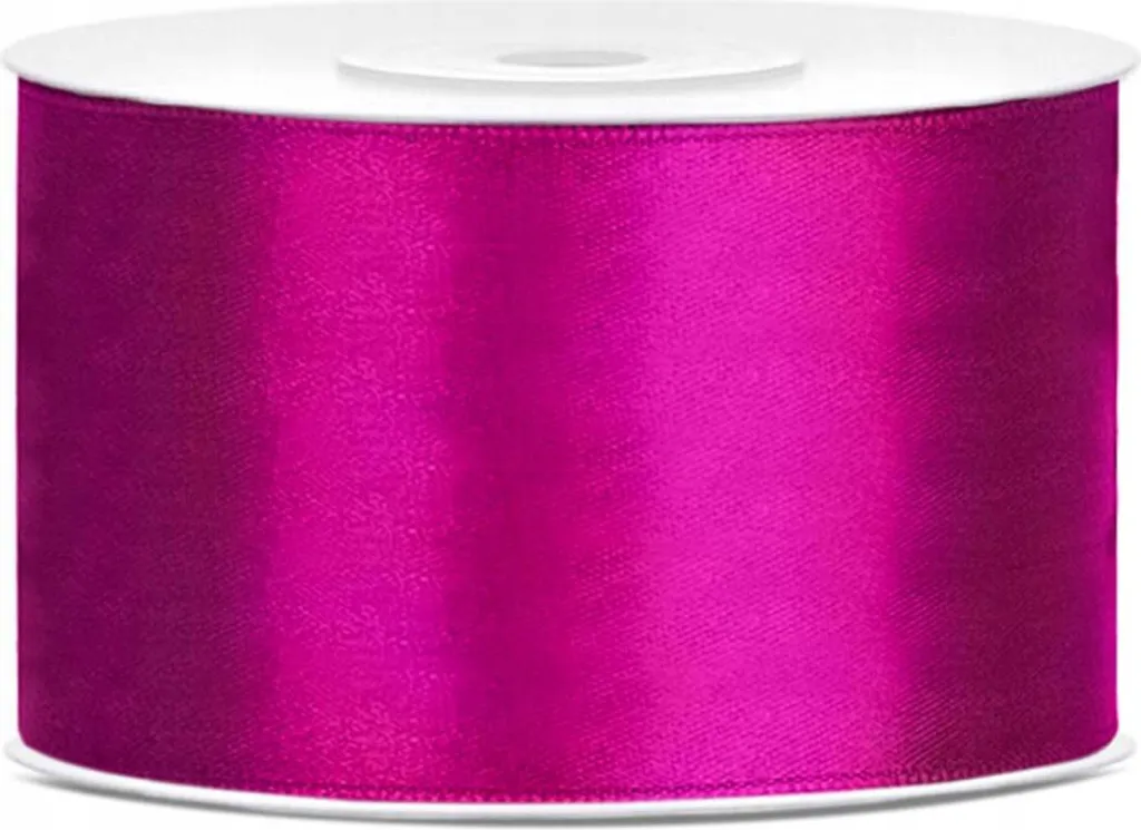 Ruban cadeau satin fuchsia 25m x 38mm - Large ruban décoratif soyeux