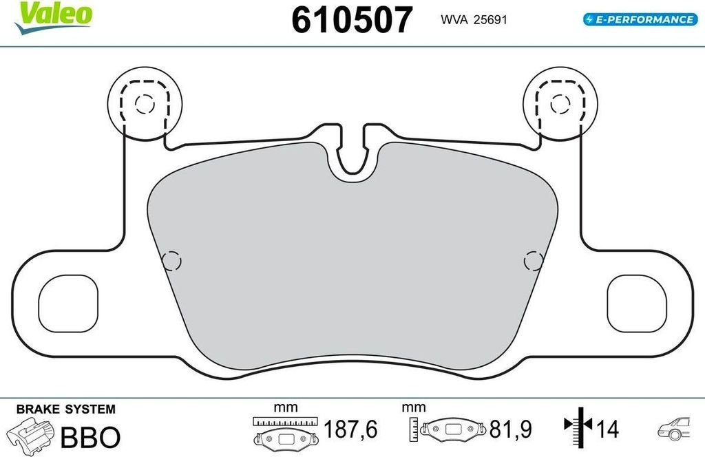 VALEO Bremsbeläge Satz Hinten für AUDI e-tron GT Limousine 610507