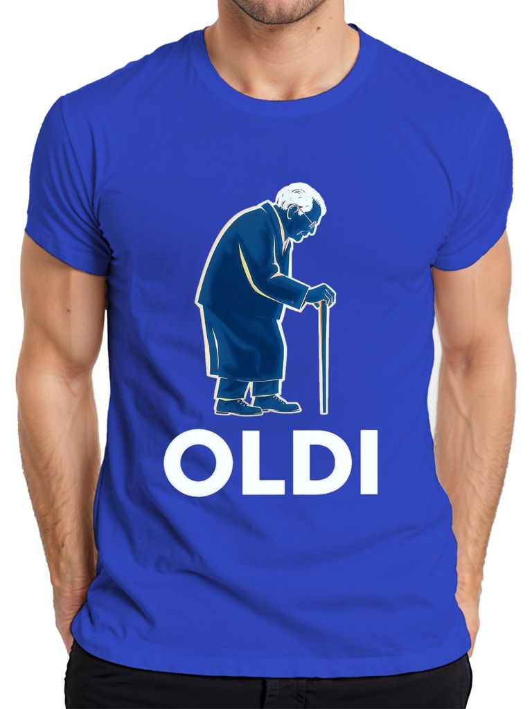 OLDI Rentner Opa Gehstock lustig Geschenk Geburtstag Retro Herren T-Shirt, Blau, L