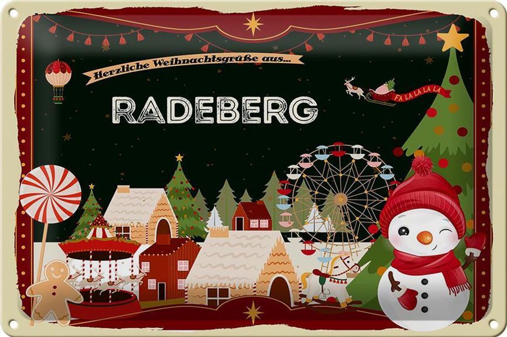 Blechschild Weihnachten Grüße RADEBERG 30x20cm