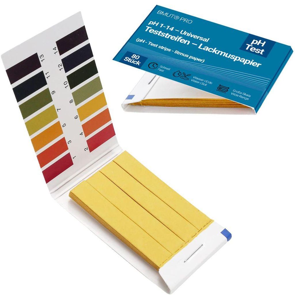 BMUT 80x pH-Wert 1-14 Teststreifen Lackmuspapier Produktbild 