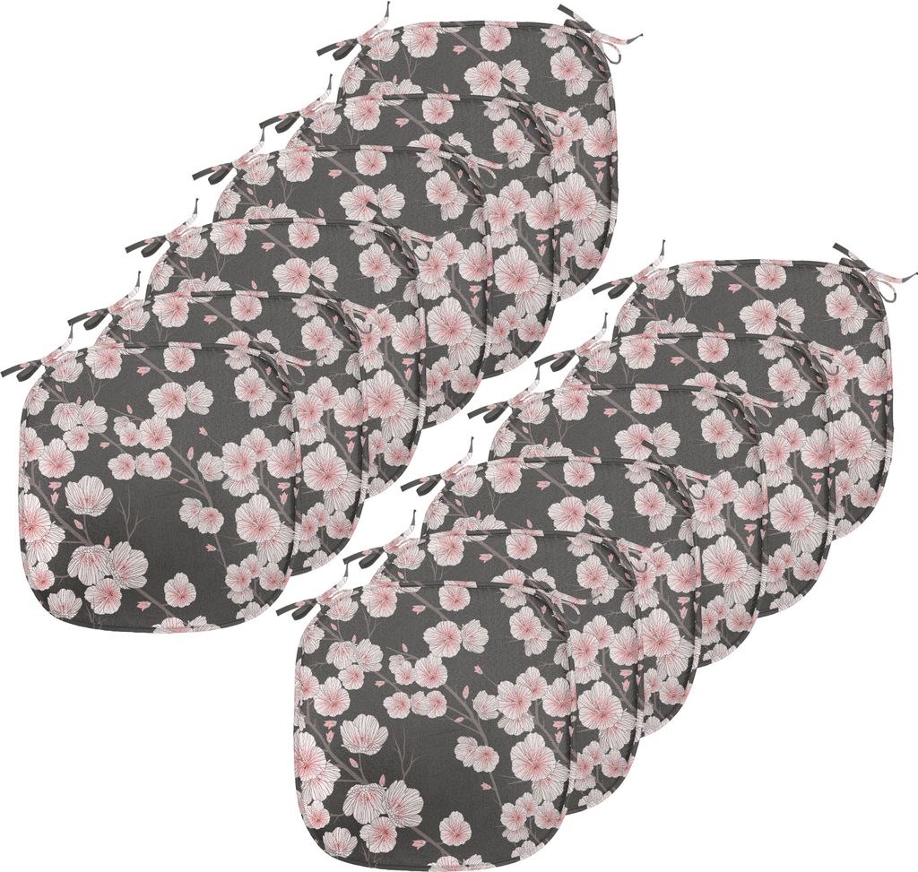 ABAKUHAUS Kirschblüte Polster für Esszimmerstühle, natürlicher Rustic, Dekoratives wasserfestes Kissen mit Riemen für Küchensitze, 40 cm x 40...