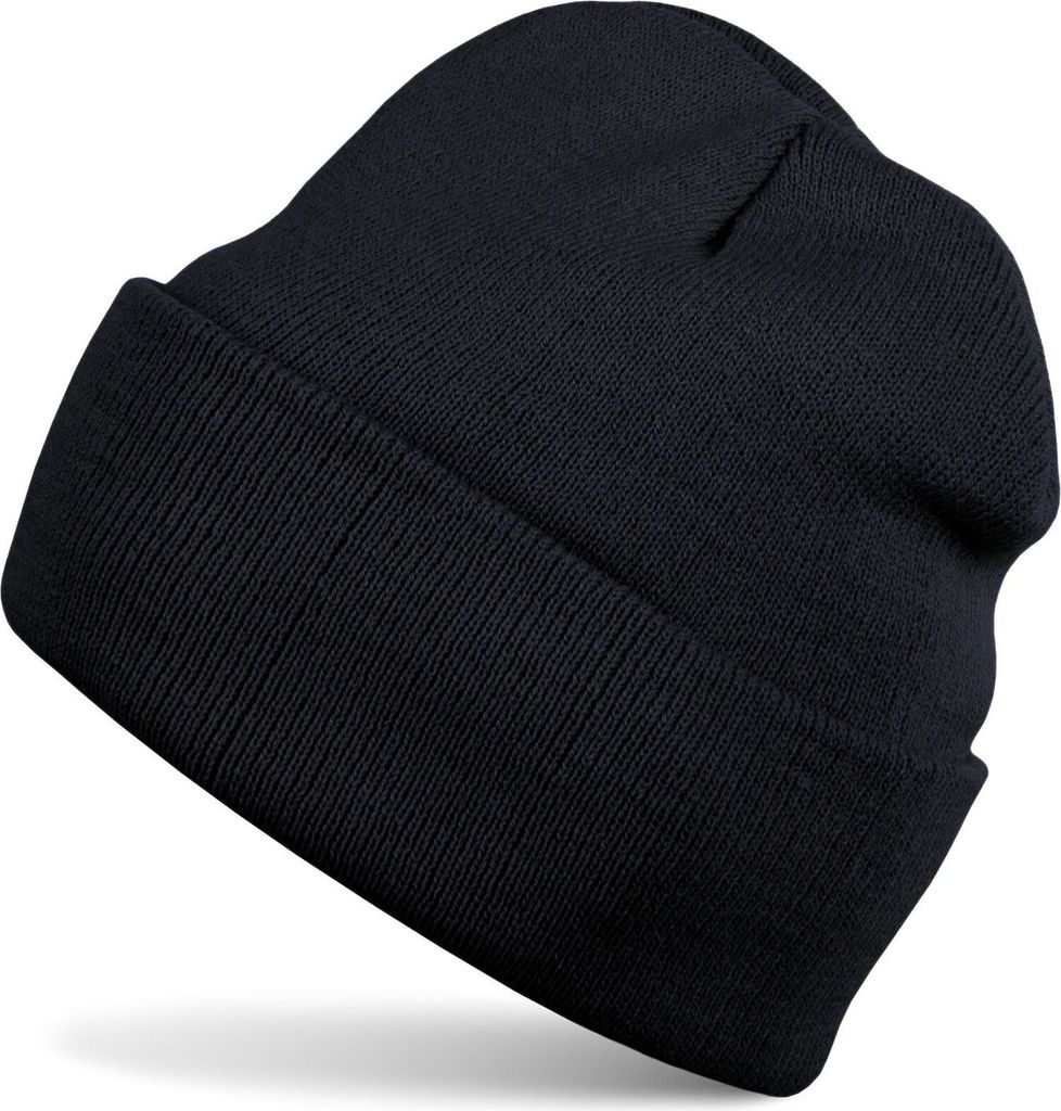 styleBREAKER Uni Beanie Mütze einfarbig | Klassische Feinstrick Winter Strickmütze mit breitem Umschlag | Elastische Beanie in vielen Farben für...