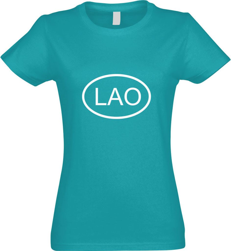 Kiwistar - T-Shirt tailliert - Damen - türkis - Laos LAO - mit Motiv Bedruckt - Funshirt Design - Sport - Freizeit - Damen - XL