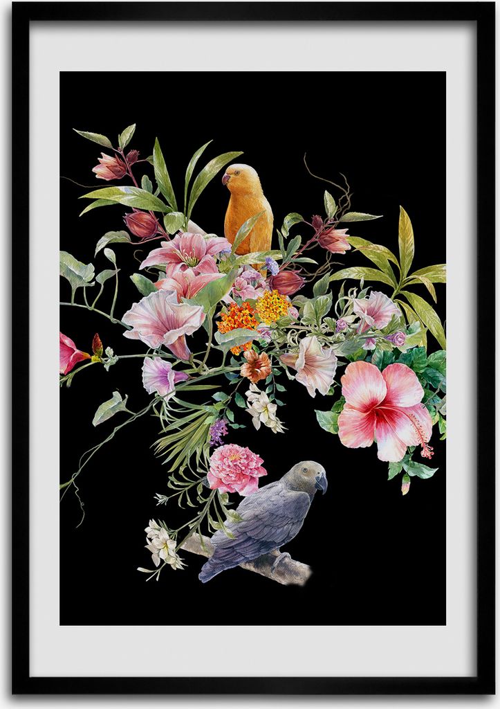 Bild - Bilderrahmen - Foto - 70 cm x 100 cm - MDF - Rahmen - Wandkunst - Hawaii-Muster