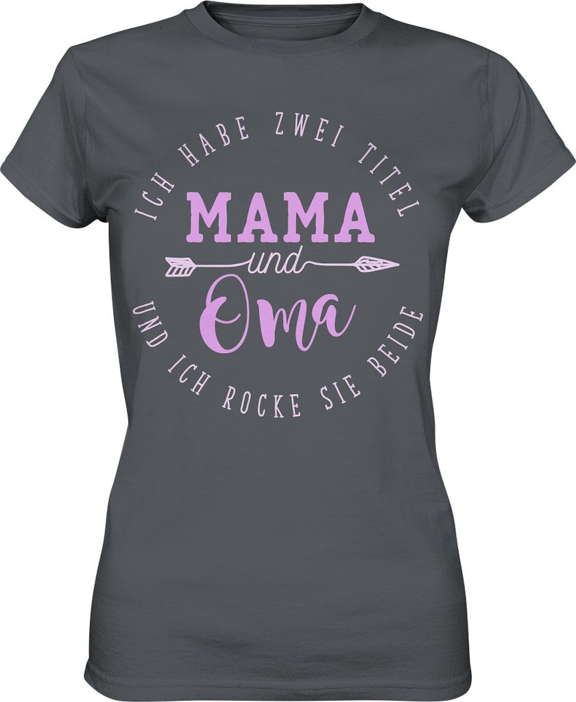 Zwei Titel Mama und Oma Familie Liebe T-Shirt – Dark Grey / Produktbild 