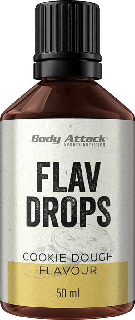 Body Attack - Flav Drops Flavour Drops Aroma Tropfen zuckerfrei Geschmackstropfen ohne Kalorien – Cookie Dough / 50ml