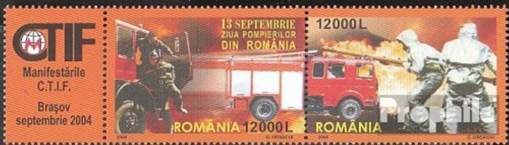 Briefmarken Rumänien 2004 Mi 5851-5852 Dreierstreifen (kompl.Ausg.) postfrisch Tag der Feuerwehr