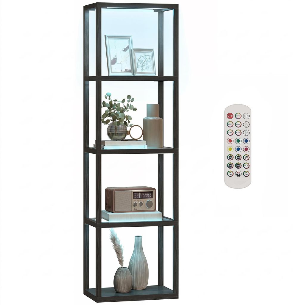 HOMCOM RGB Stehlampe mit Glasregalen, Produktbild 